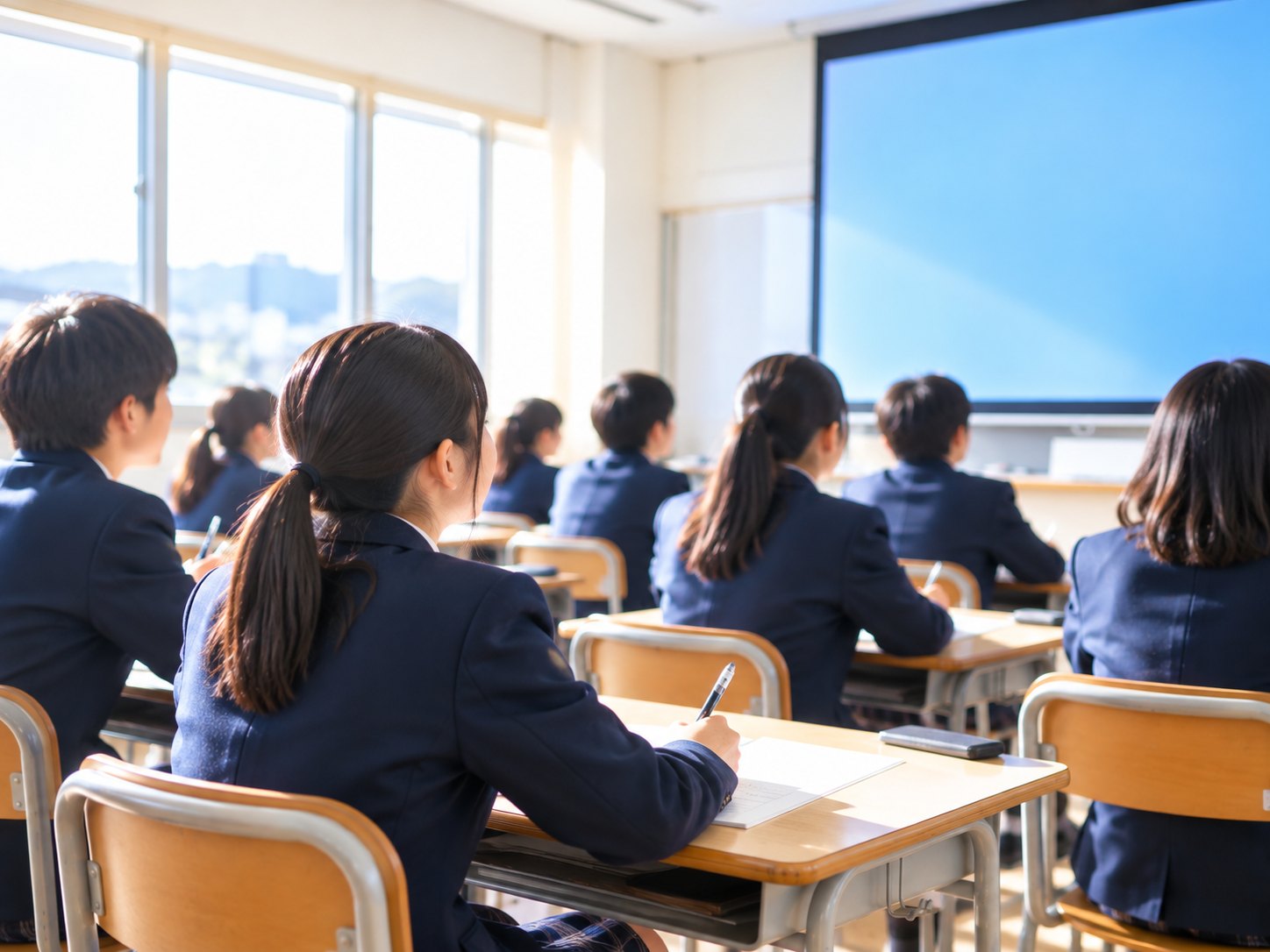 夢・志セミナーを聴く中学生のイメージ